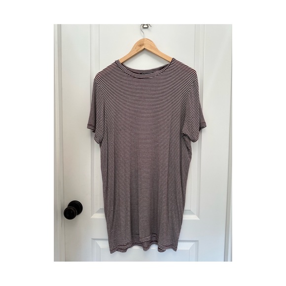 Brandy Melville burgundy and white striped Tshirt dress - Picture 1 of 6